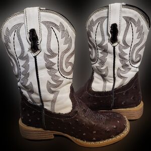 Roper Boys White and Brown Western, Cowboy Boots